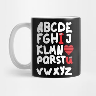 Alphabet ABCD I Love You Heart Valentines Day Cute Teacher Mug